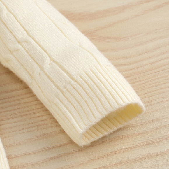 Girls Solid Ruffle Decoration Pullover Sweater - Picture 6 of 6